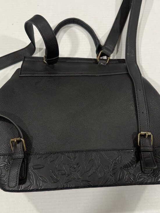 Darcy Marks London Floral Embossed Black Backpack Purse display picture 1